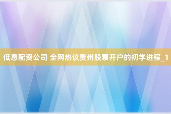 低息配资公司 全网热议贵州股票开户的初学进程_1