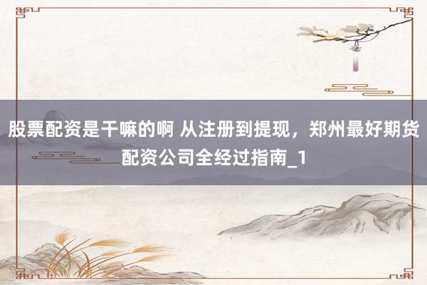 股票配资是干嘛的啊 从注册到提现，郑州最好期货配资公司全经过指南_1