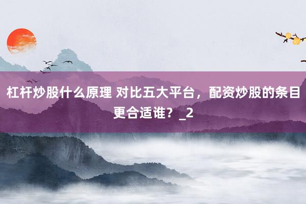 杠杆炒股什么原理 对比五大平台，配资炒股的条目更合适谁？_2