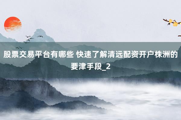 股票交易平台有哪些 快速了解清远配资开户株洲的要津手段_2