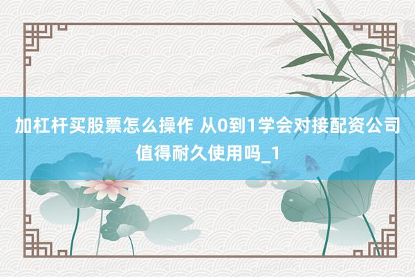 加杠杆买股票怎么操作 从0到1学会对接配资公司值得耐久使用吗_1