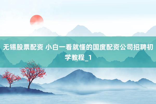 无锡股票配资 小白一看就懂的国度配资公司招聘初学教程_1