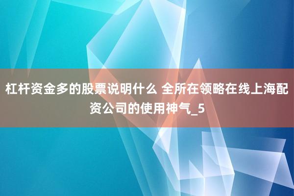 杠杆资金多的股票说明什么 全所在领略在线上海配资公司的使用神气_5