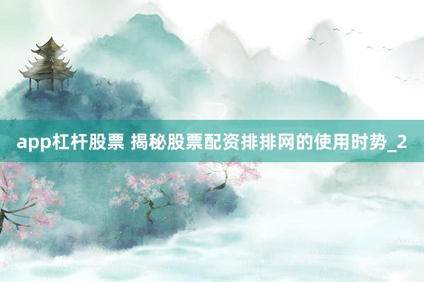 app杠杆股票 揭秘股票配资排排网的使用时势_2