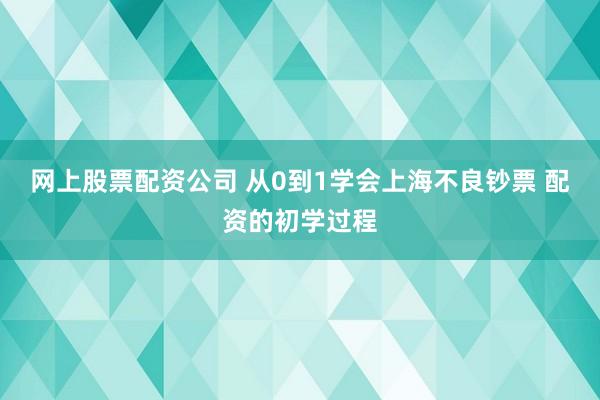 网上股票配资公司 从0到1学会上海不良钞票 配资的初学过程