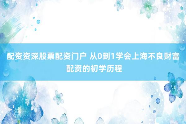 配资资深股票配资门户 从0到1学会上海不良财富 配资的初学历程