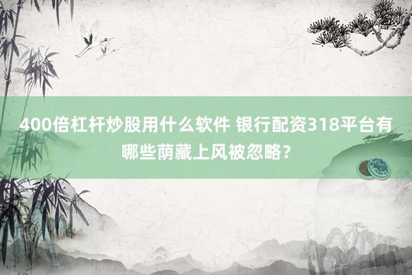 400倍杠杆炒股用什么软件 银行配资318平台有哪些荫藏上风被忽略？