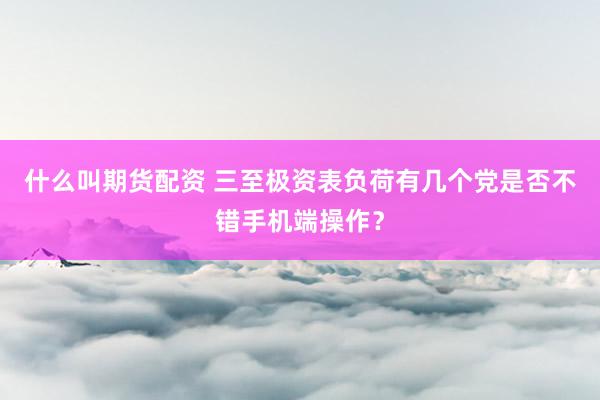 什么叫期货配资 三至极资表负荷有几个党是否不错手机端操作？