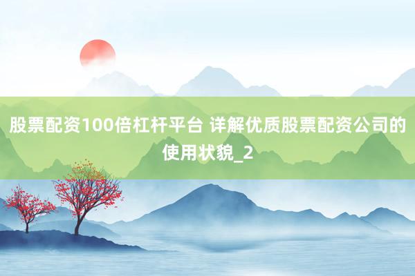 股票配资100倍杠杆平台 详解优质股票配资公司的使用状貌_2
