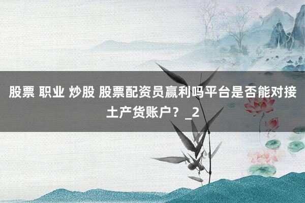 股票 职业 炒股 股票配资员赢利吗平台是否能对接土产货账户?_2