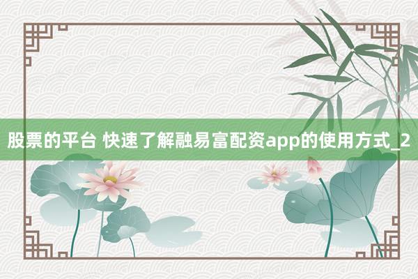 股票的平台 快速了解融易富配资app的使用方式_2