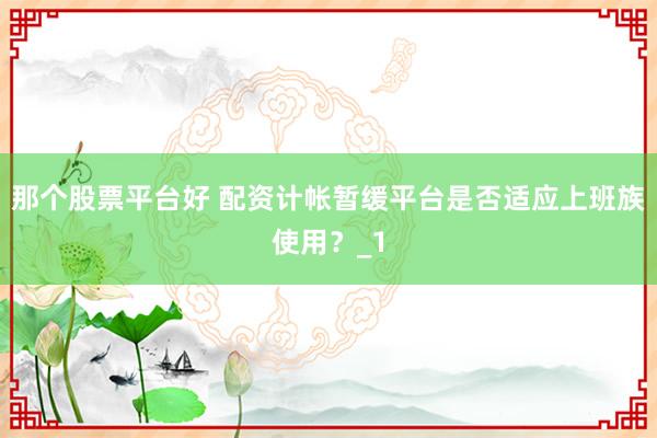 那个股票平台好 配资计帐暂缓平台是否适应上班族使用？_1