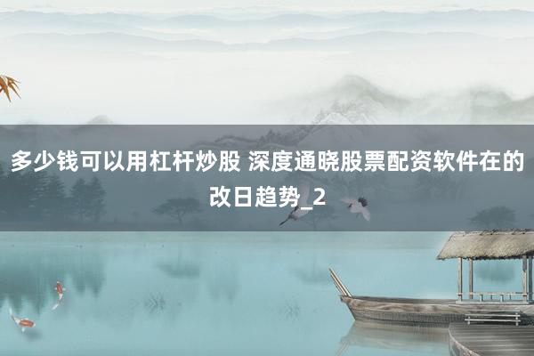 多少钱可以用杠杆炒股 深度通晓股票配资软件在的改日趋势_2