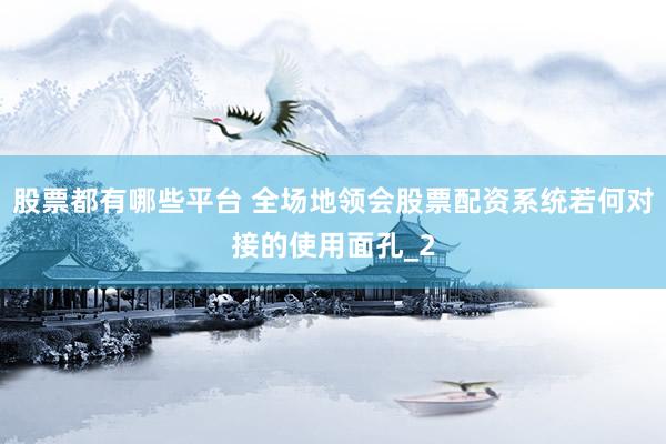 股票都有哪些平台 全场地领会股票配资系统若何对接的使用面孔_2