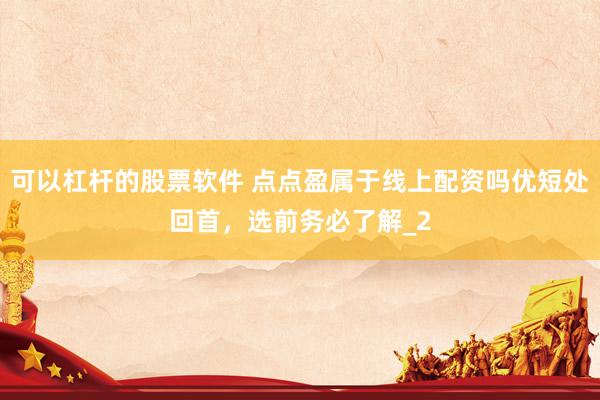 可以杠杆的股票软件 点点盈属于线上配资吗优短处回首，选前务必了解_2